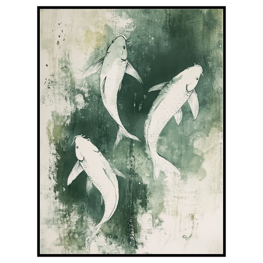 Elegant Koi Fish Wall Art - Minimalist Zen Decor