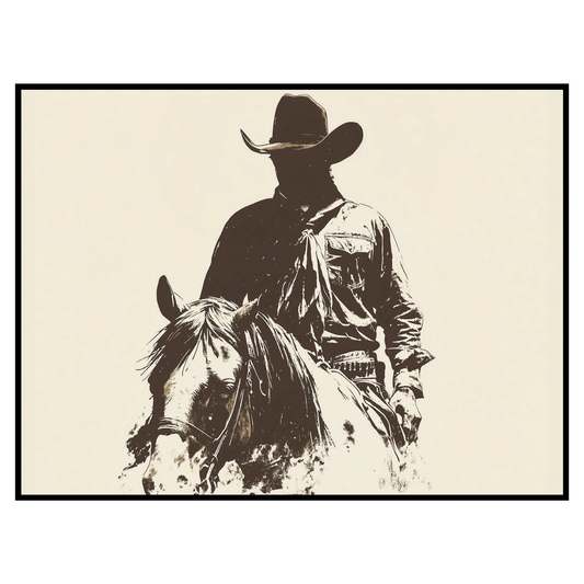 Vintage Western Cowboy Art Print - Rustic Western Wall Decor