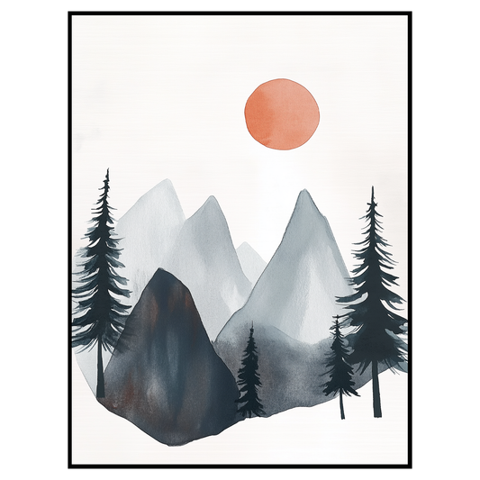 Mountain Nursery Art Print - Minimalist Watercolor