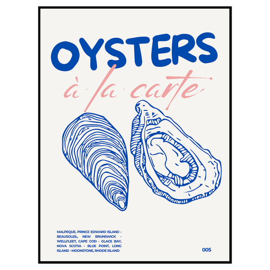Chic Oyster Illustration Print - Coastal Kitchen Art