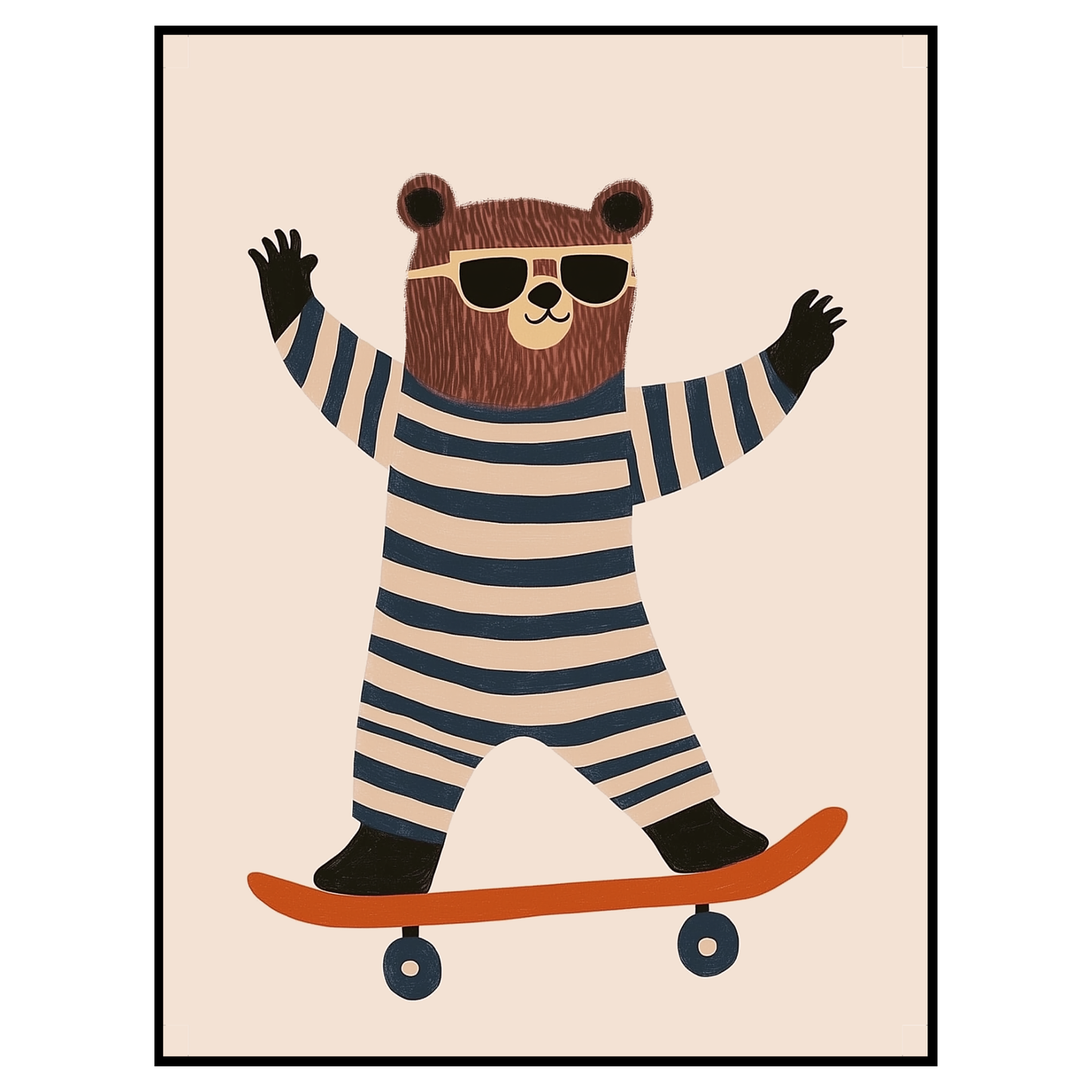 Skater Bear Nursery Art Print - Playful Kid’s Room Decor