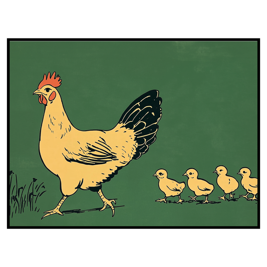Vintage Style Chicken Art Print - Farmhouse Kitchen Decor