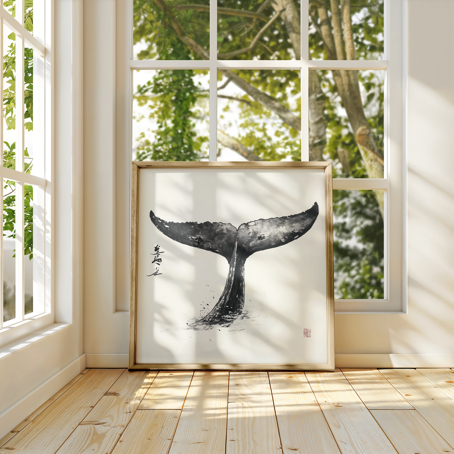 Elegant Minimalist Whale Tail Art Print