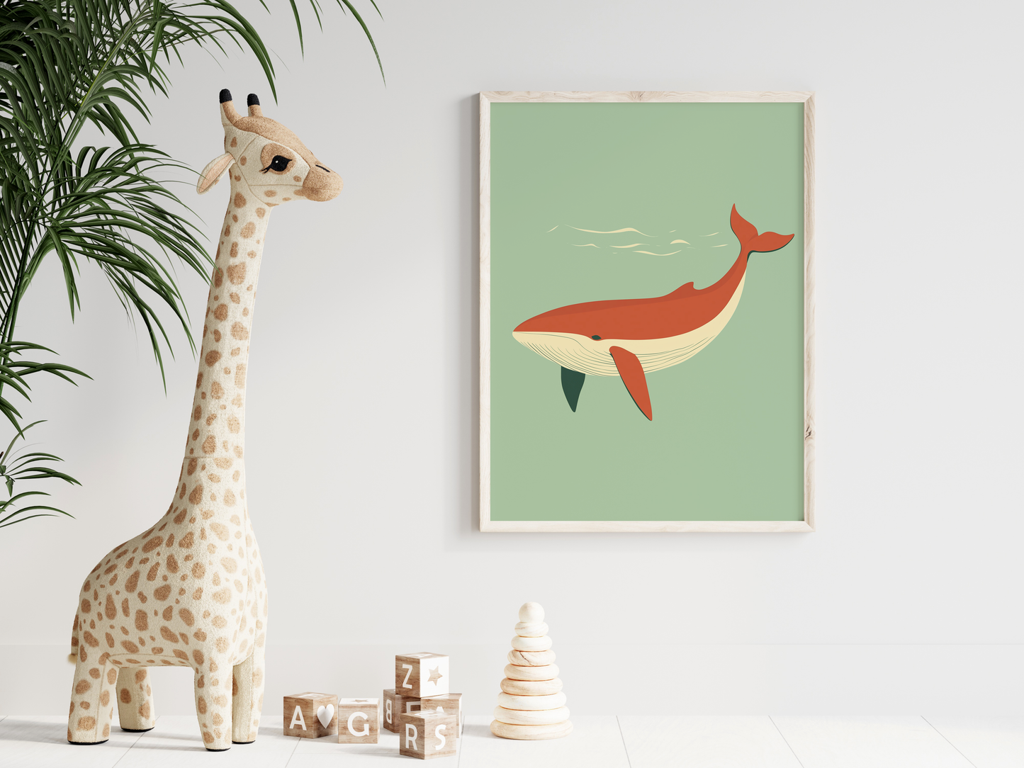 Whimsical Minimalist Whale - Nursery Print