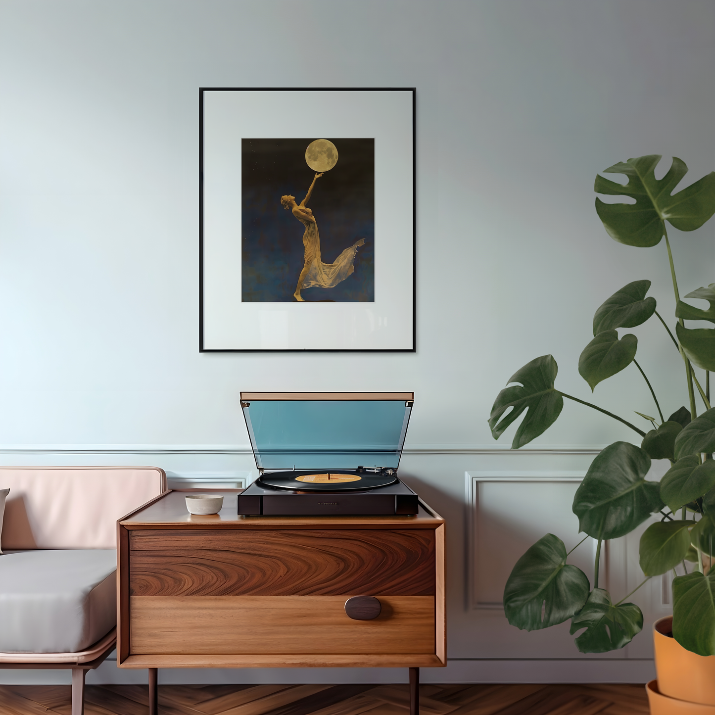 Art Deco Moonlight Dance Print - Surreal Night Sky Decor
