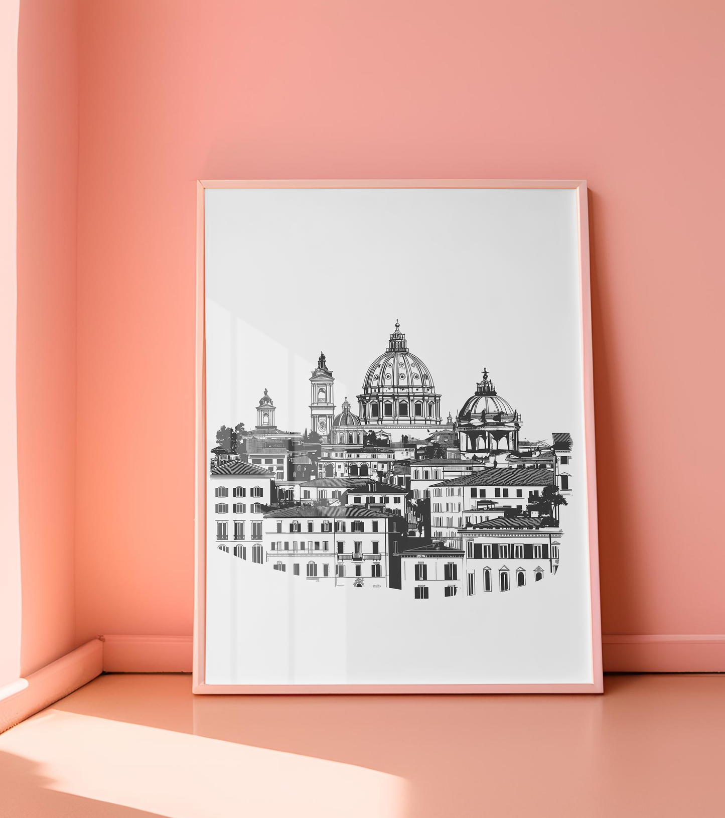 Rome Skyline Print - Minimalist Black and White Art